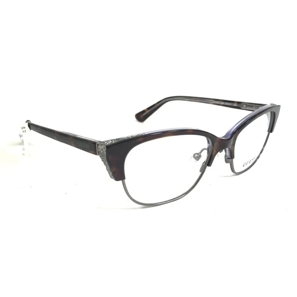 Guess Eyeglasses Frames GU2590 056 Brown Grey Purple Round Cat Eye 52-17-135